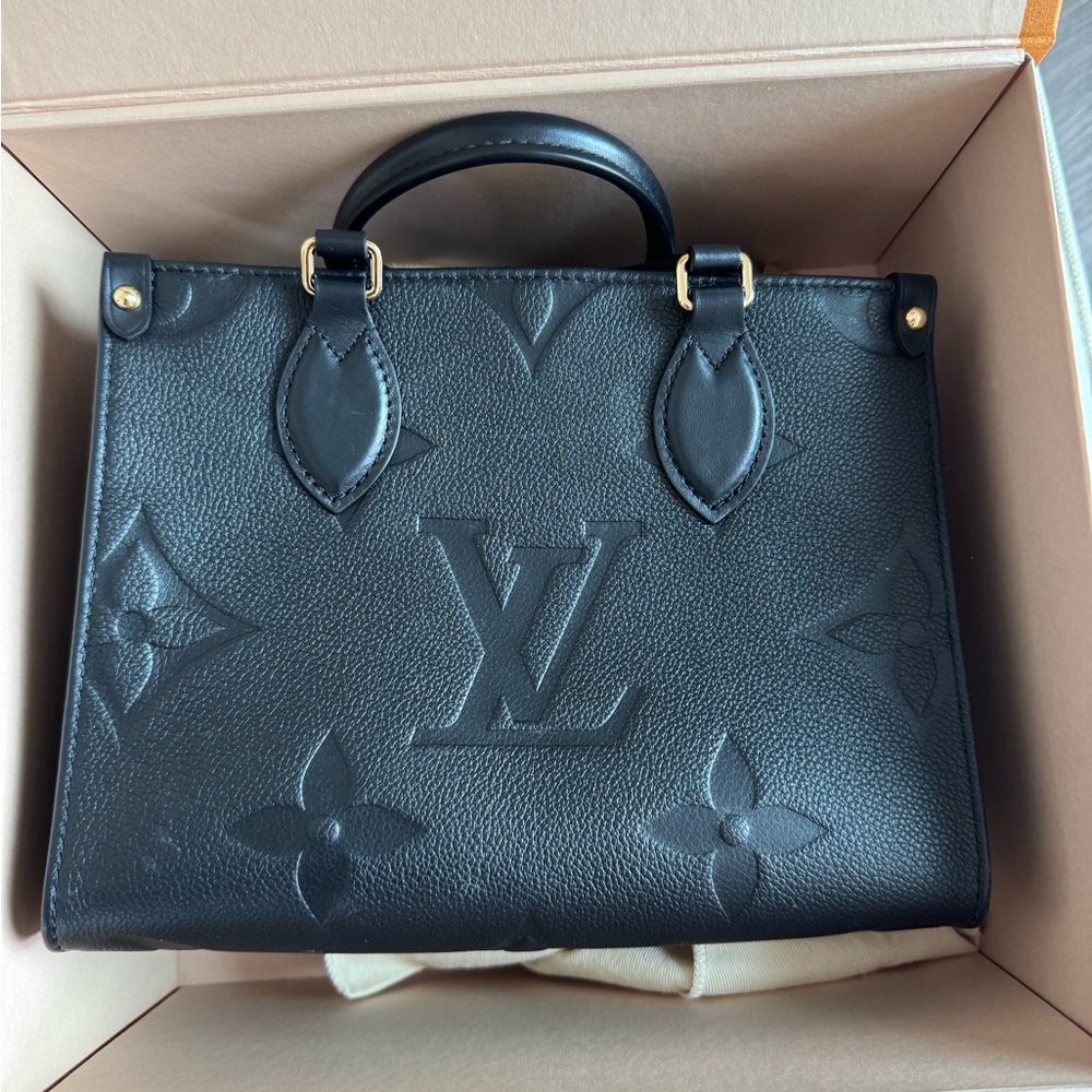Louis Vuitton Black Embossed Leather Satchel